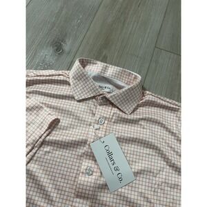 Collars And Co Mens Short  Sleeve Polo Check Orange Size Small
